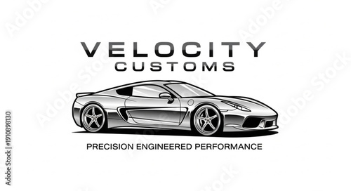 Velocity Customs Sports Car Logo Precision Engineered Performance.