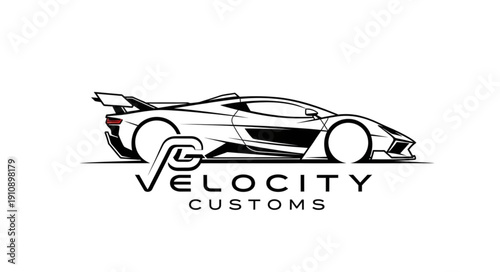 Velocity Customs Sports Car Logo.