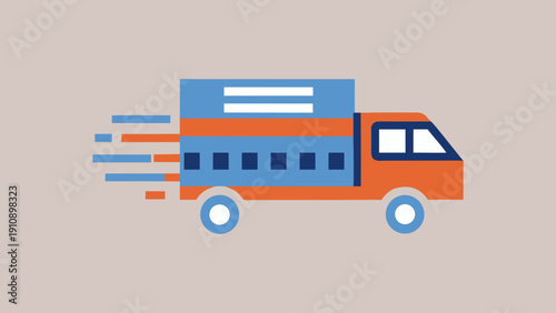 Delivery truck speeding with package on highway road transportation