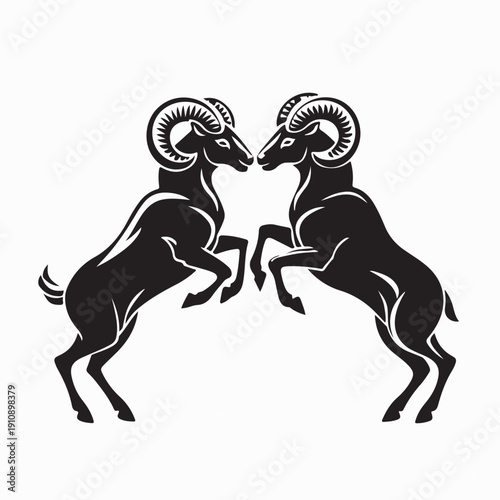 Conflict Fighting Goat Ram Logo Vector Isolated on White Background