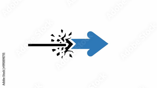Blue Arrow Breaking Through Barrier.