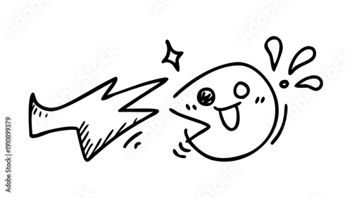Line movement effect element, cartoon emotion effect decoration icon. Hand drawn cute doodle line element arrow, emphasis, shock, sparkle. Anime movement, express shape. Vector illustration .VECTOR  