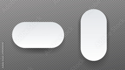 White Rounded Stickers with Soft Shadow Isolated Set