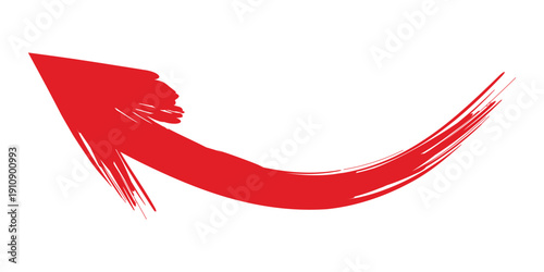 Red brush stroke arrow pointing up and to the left