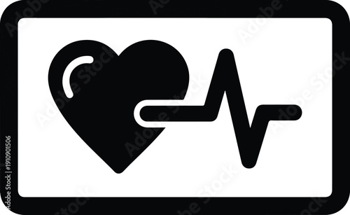 Illustration of a Heartbeat ECG Monitor Icon, symbolizing health, life, and medical monitoring