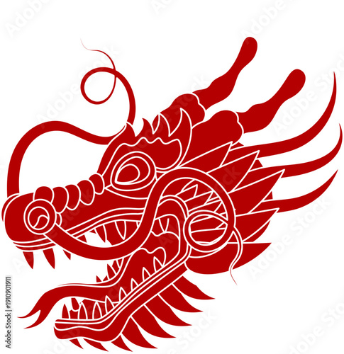 Traditional chinese dragon. Zodiac sign. Sacred animal, a symbol of goodness and power. Asian, japanese mascot and tattoo or T-shirt vector illustration.