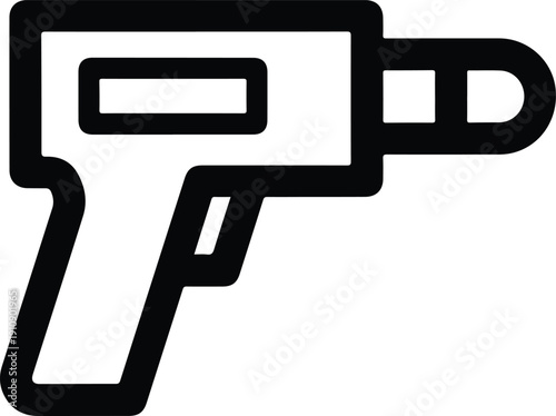 Black and white illustration of a digital infrared thermometer gun.