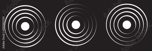 Radial lines pulse from center creating dynamic echo effect with circular patterns, perfect for audio visualization, signal graphics, and geometric wave compositions