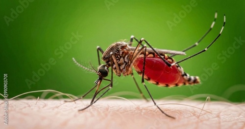 Tableau sur toile Aedes aegypti Mosquito. Close up a Mosquito sucking human blood