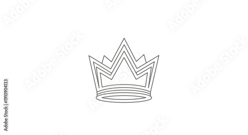 Simple Line Drawing of Crown Icon.