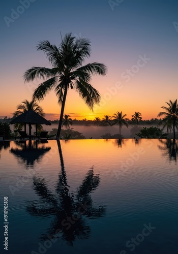 A breathtaking dawn view captured during a luxury escape. The rising sun illuminates tropical scenery, perfect for a peaceful start to a restful trip ,clear ,sunrise ,dawn