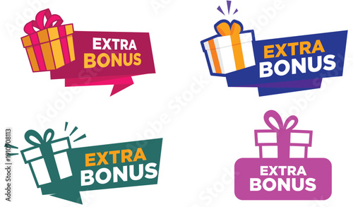 Extra Bonus badge Set – Additional Premium Elements, Exclusive Designs, Versatile UI Assets, Creative Symbols, Multipurpose Graphics, and High-Quality Vector Icon Collection for Extended Design Use