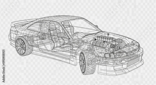 Wireframe Car Model Design.