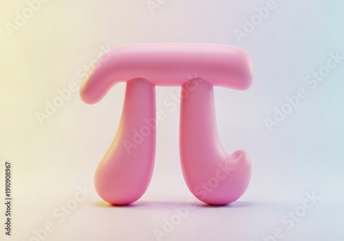 3D Blob-Style Pi Symbol in Pastel Pink – Kawaii Minimalist Render