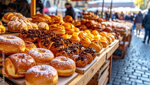 Variety of freshly baked sweet pastries.