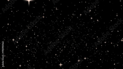 Golden Twinkle light stars blink looping animation. Twinkle light stars blink. Night starry skies with twinkling or blinking stars. Glittering night sky star dust falling animation on black background