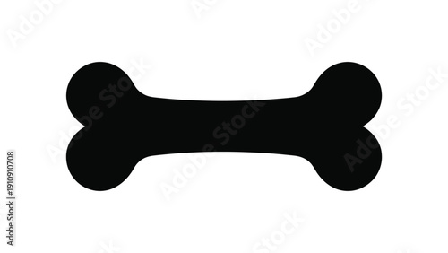 black dog bone silhouette icon isolated on white background simple flat pet food symbol vector style design