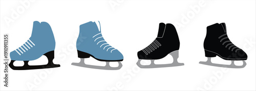 "Ice Skate Icon Set for Web & Mobile – Christmas and Winter Skating Vector Illustrations"
