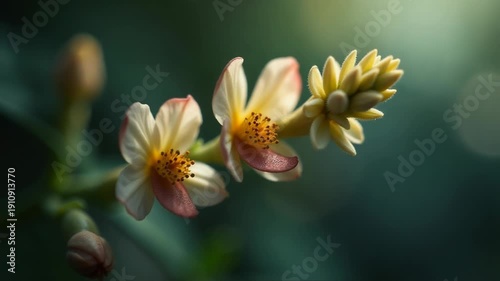 Video Close-up view of colorful flowers blooming on a lush green plant, ideal for use in botanical or gardening contexts