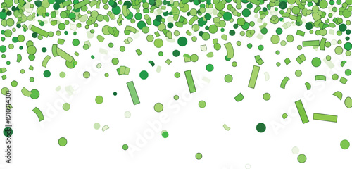 Green Confetti Falling from Top Edge.