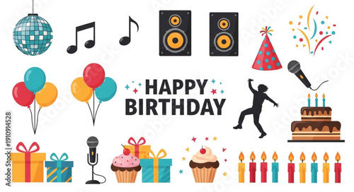 Birthday Celebration Elements and Icons.