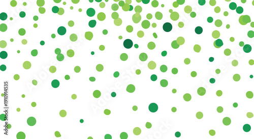 Green Confetti Dots on White Background.