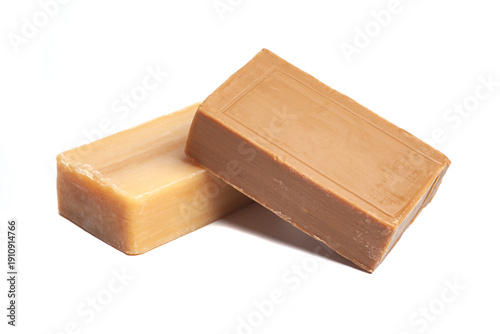 pieces of laundry soap isolated on white background