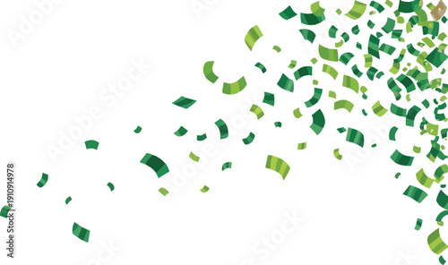 Green Confetti Pieces Falling from Top Right.