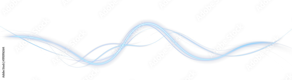 Fototapeta premium Blue Neon Light Waves Overlay with Glowing Abstract Motion Lines