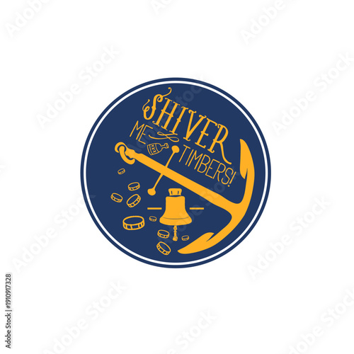 Shiver Me Timbers Nautical Compass Badge