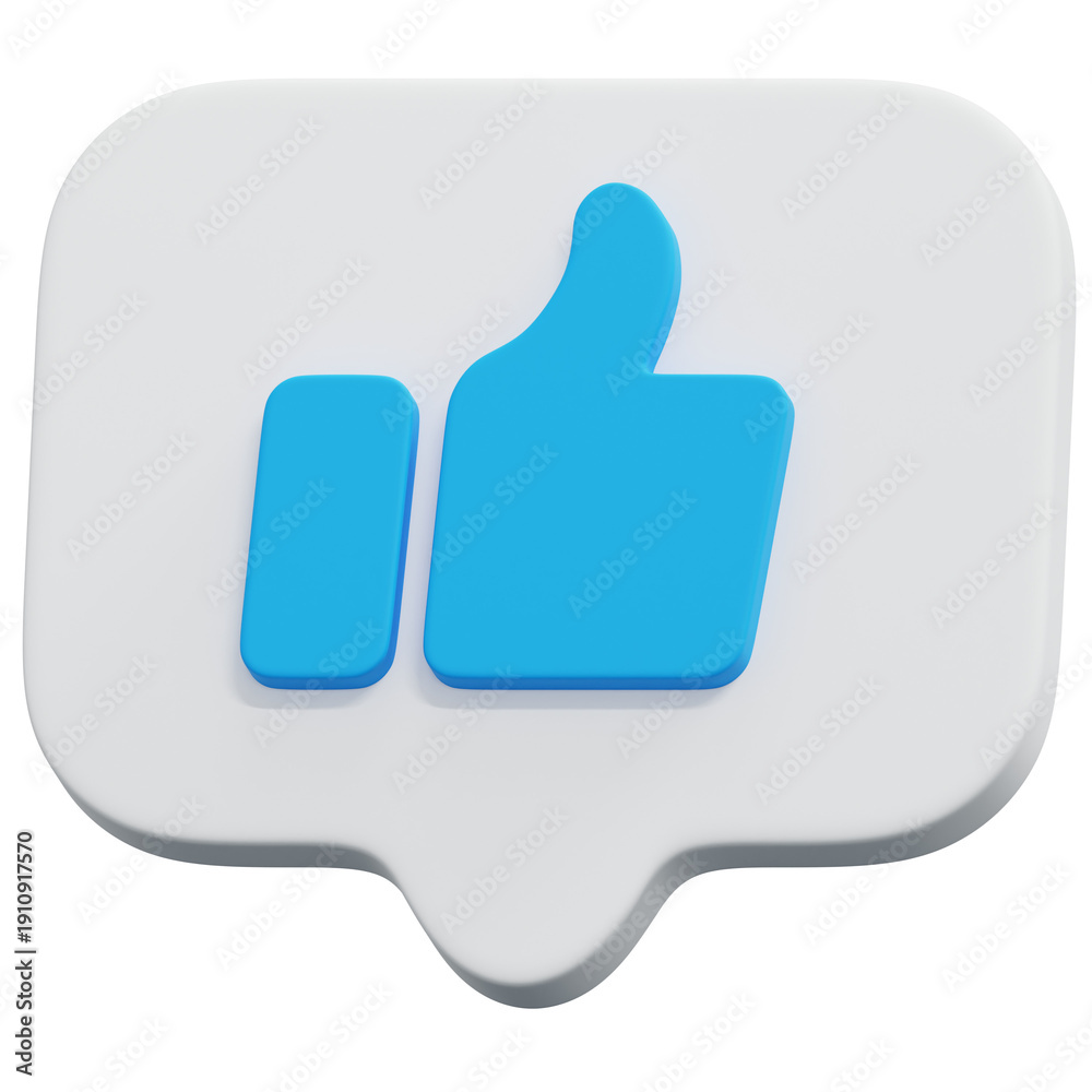 Obraz premium 3D White Social Media Like Thumb Notification Bubble Icon
