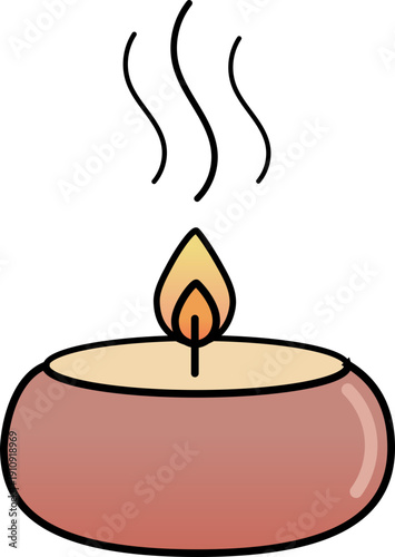 Vela aromática acesa ícone vetorial minimalista para spa e relaxamento