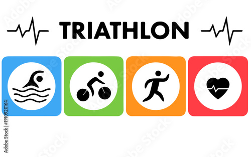 Triathlon Swim Bike Run Icons Graphic
