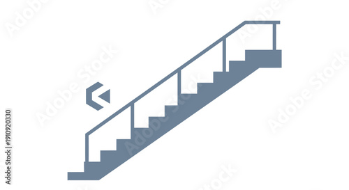 Staircase with Handrail and Arrow Symbol.