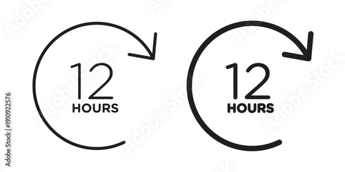 12 hours icon illustrations. Pack of vector icons for ui ux