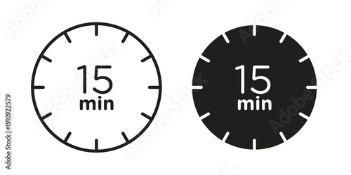 15 minutes icon illustrations. Pack of vector icons for ui ux
