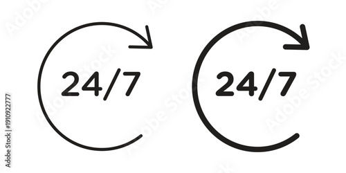 24 7 support icon illustrations. Pack of vector icons for ui ux