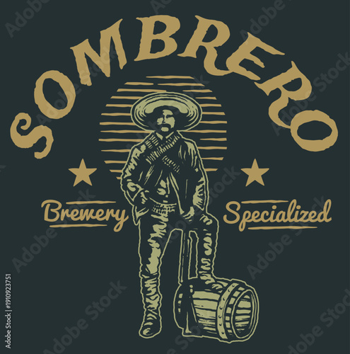 Sombrero Mexican Skeleton Vintage Illustration