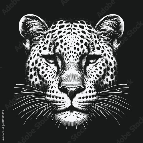 Detailed Leopard Portrait: A Study in Black and White.