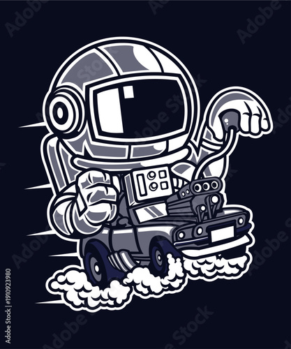 Astronaut Driving Space Rover