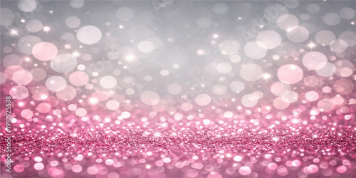 Pink abstract bokeh background with glitter and glow effects