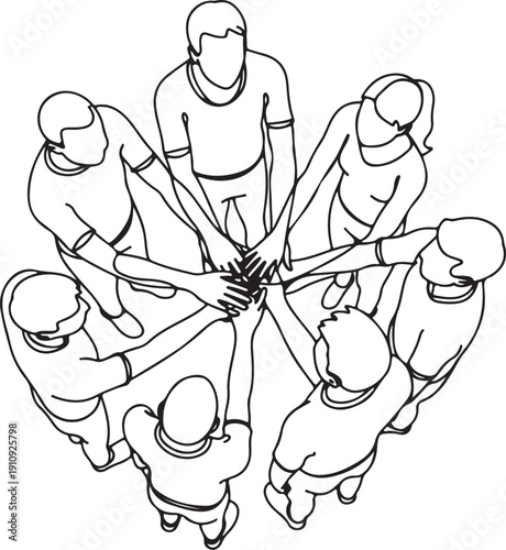 Wallpaper Mural Group of people putting their hands together in a circle  teamwork and unity concept Torontodigital.ca