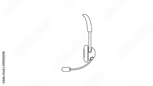 Minimalist line art drawing of a modern headset microphone with flexible boom arm