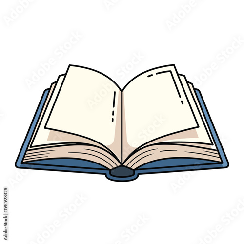 An open book illustration with pages turned down viewed from the front