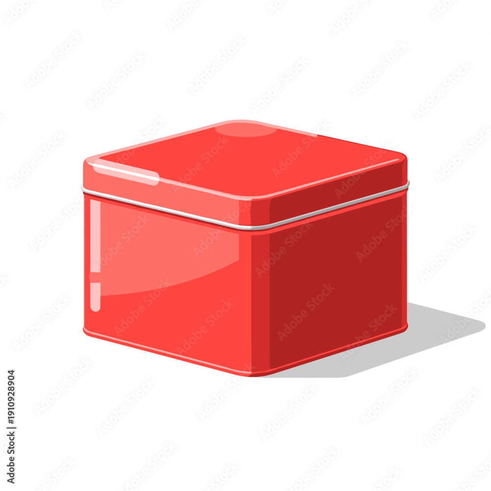Fototapeta premium Simple red metal gift box icon with shadow