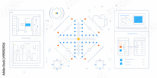 Abstract illustration of interconnected technology and data flow concepts