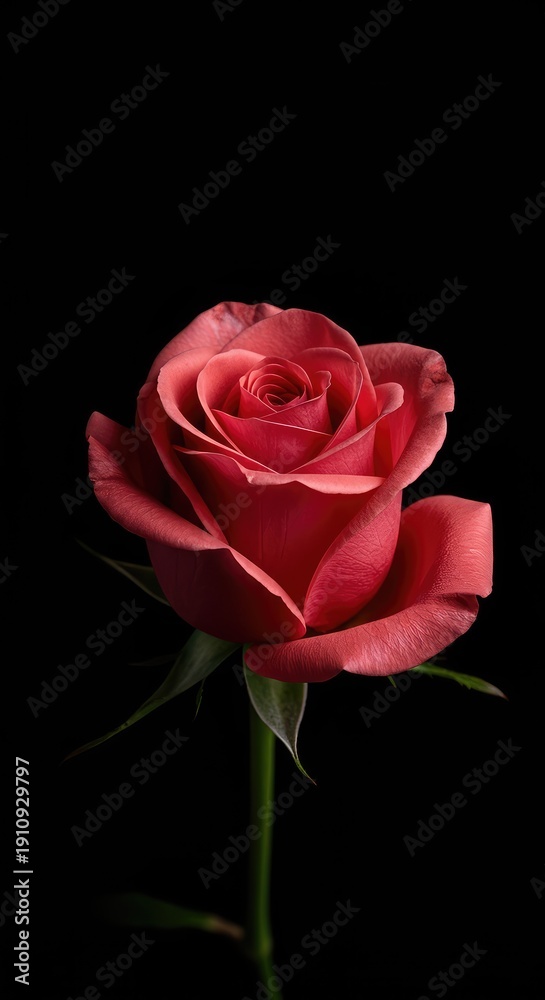 Fototapeta premium Close up view of a perfect single rose flower captured in soft light, highlighting texture, form, and natural elegance ,beautiful ,spring ,beauty