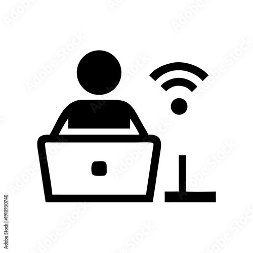 Remote Work Online Employee Icon Vector