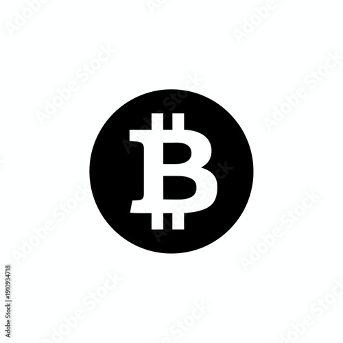 Black and white icon representing the bitcoin cryptocurrency symbol