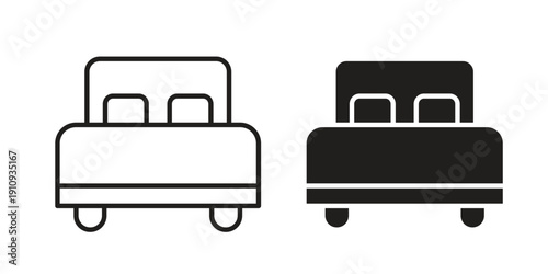 Double bed icon illustrations. Pack of vector icons for ui ux